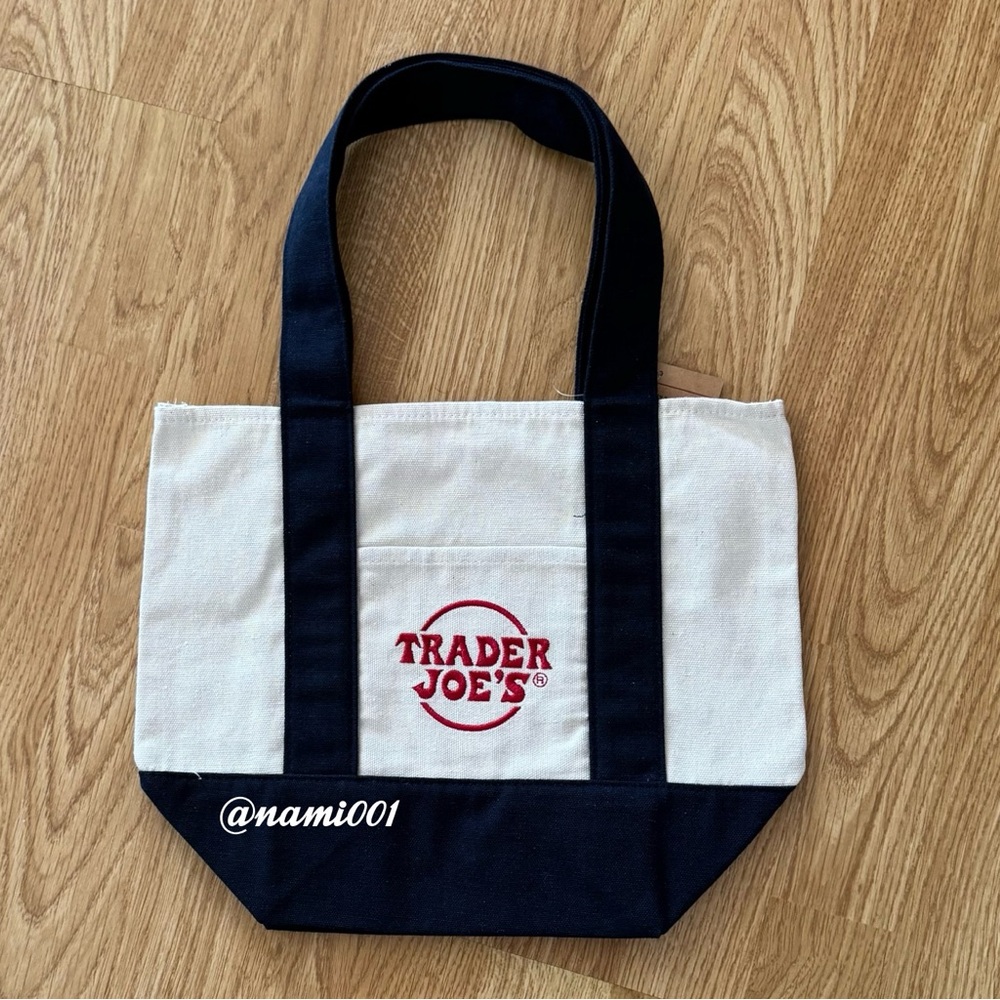 Trader Joe's Viral Mini Canvas Tote Bag Blue